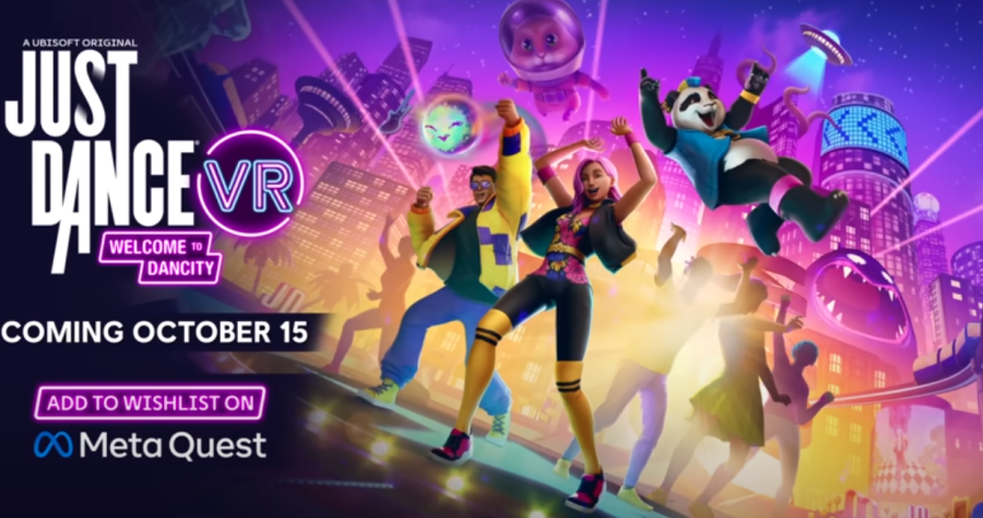promotional screen for Just Dance: Welcome to Dancity, a VR edition of Ubisoft's popular music game